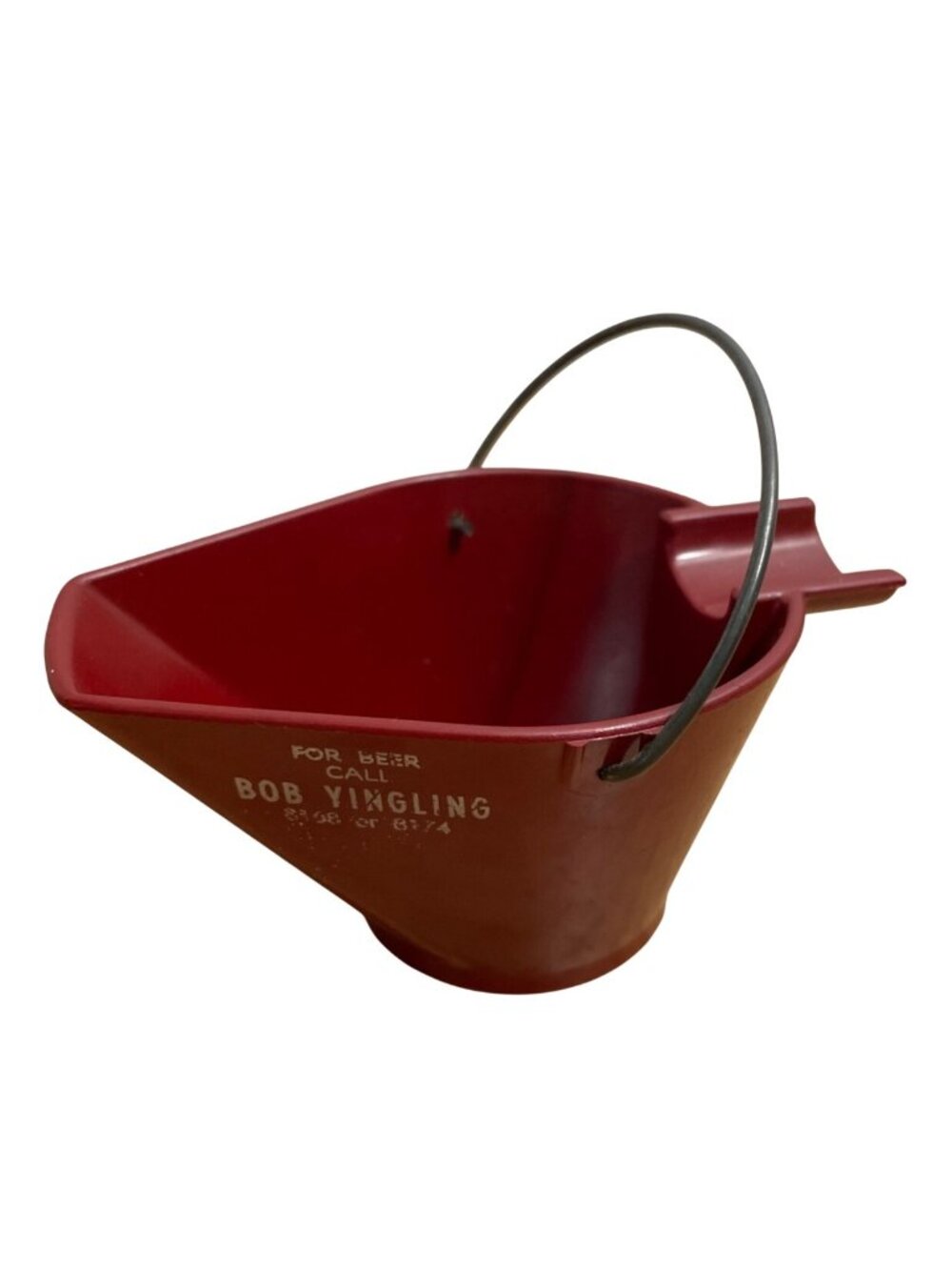 Vtg Yingling Beer Advertising Red Coal Bucket Style Ashtray Call Bob Yingling